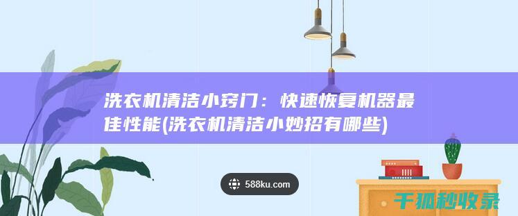 洗衣机清洁小窍门：快速恢复机器最佳性能 (洗衣机清洁小妙招有哪些)