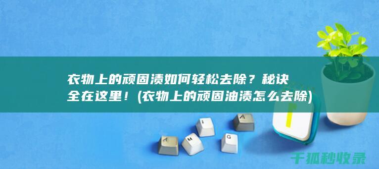 衣物上的顽固渍如何轻松去除？秘诀全在这里！ (衣物上的顽固油渍怎么去除)